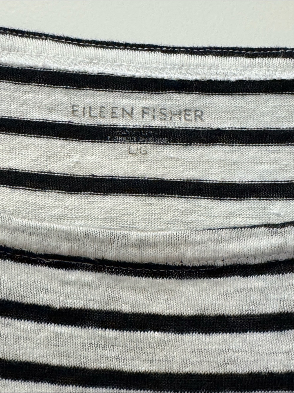 Eileen Fisher L Black/White Striped Linen Shirt - Picture 2 of 6